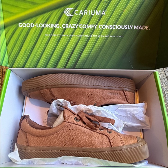 Cariuma OCA Low Gum Sienna Brown Premium Leather Sneaker Size 9 New in Box - Picture 3 of 11